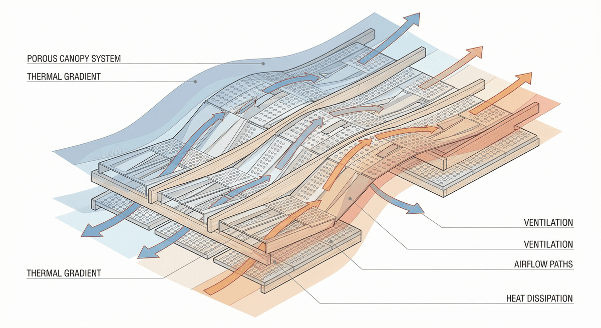 Porous canopy microclimate diagram