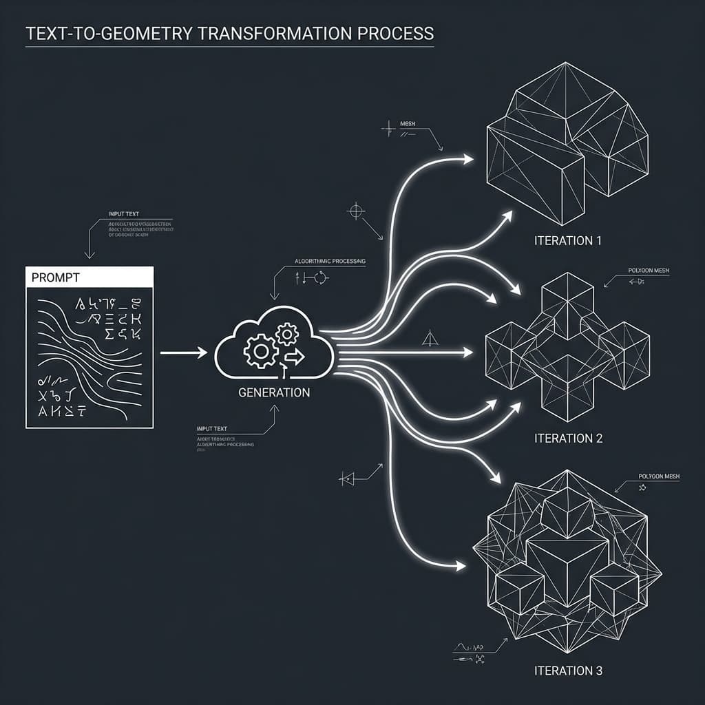 Diagram showing text-to-geometry transformation